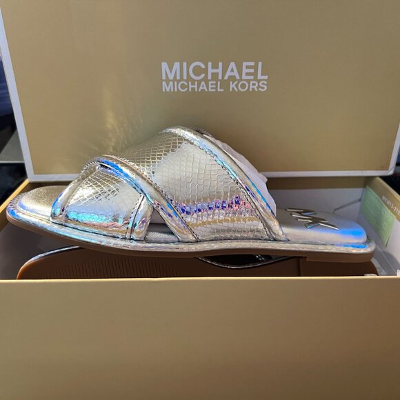 Michael Kors Gideon Slide Silver NIB 5.5 - Picture 4 of 7